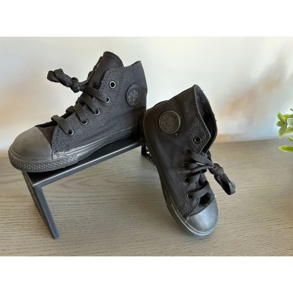 Converse Chuck Taylor All Star High Top Sneakers Monochrome Black Canvas Size 10